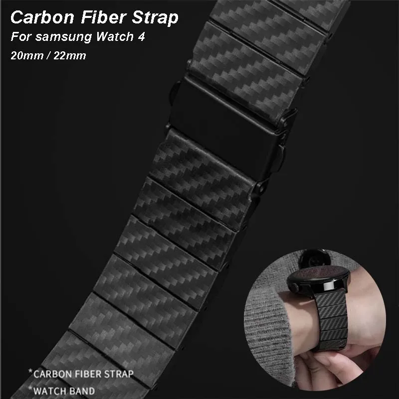 

Carbon Fiber Strap For Samsung Galaxy Watch 4 40 44mm classic 42 46mm Lightweight Link Bracelet for Huawei gt 2 20mm 22mm Strap
