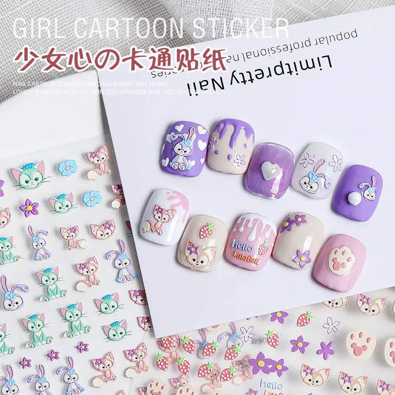 

1sheet Cartoon Nail Sticker Decal Kawaii Cute Fox-Shaped Sticker Adhesive 3D Manicure Sticker Slider