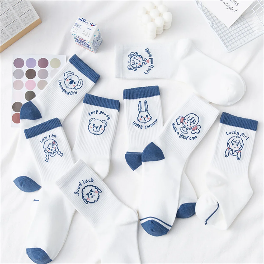 

Spring Autumn Sports Socks Korea style Breathable Female Long Socks Women Pure Cotton White Breathable Socks calcetines de mujer