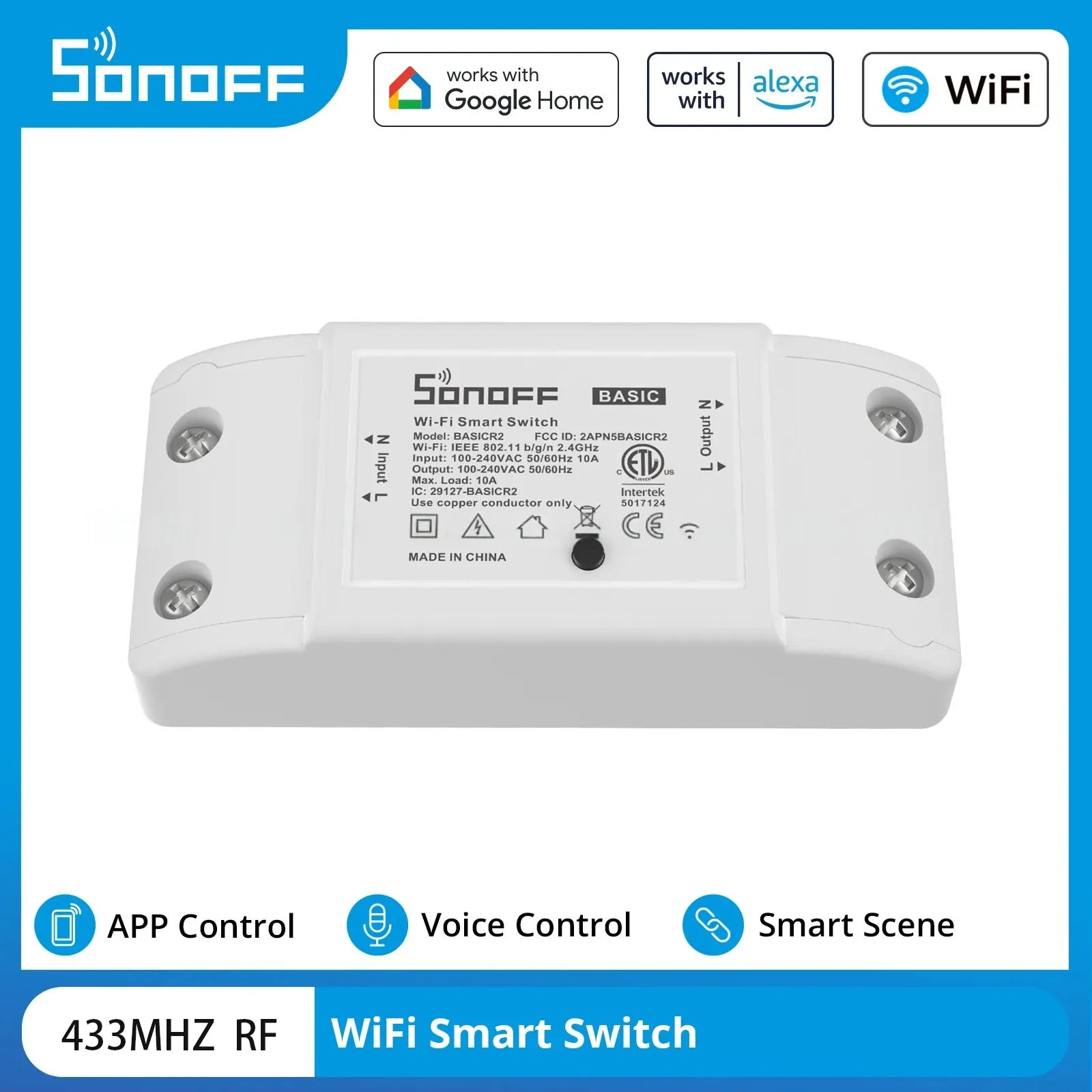 Фото Розетки SONOFF RFR2 Wi-Fi выключатель Moudle DIY Wi-Fi/433 МГц RF пульт дистанционного управления переключатель умный дом автоматизация работает с sonoff RM433 №1