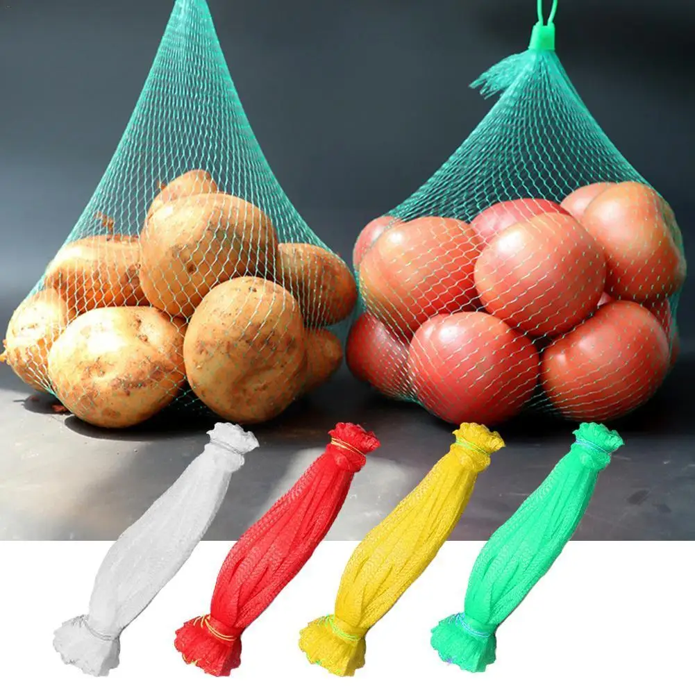 

100PCS Reusable Fruit And Vegetable Packaging Net Nylon Eco-friendly Bag Thickened Shopping Mesh Woven Bag Gardening Networ S3H9