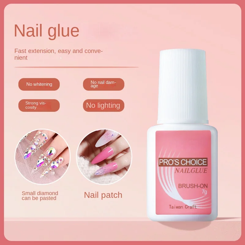 

7g Fast Drying Nail Glue for False Nails Glitter Acrylic Decoration with Brush False Nail Tips Design Faux Ongle Nail Care Tool