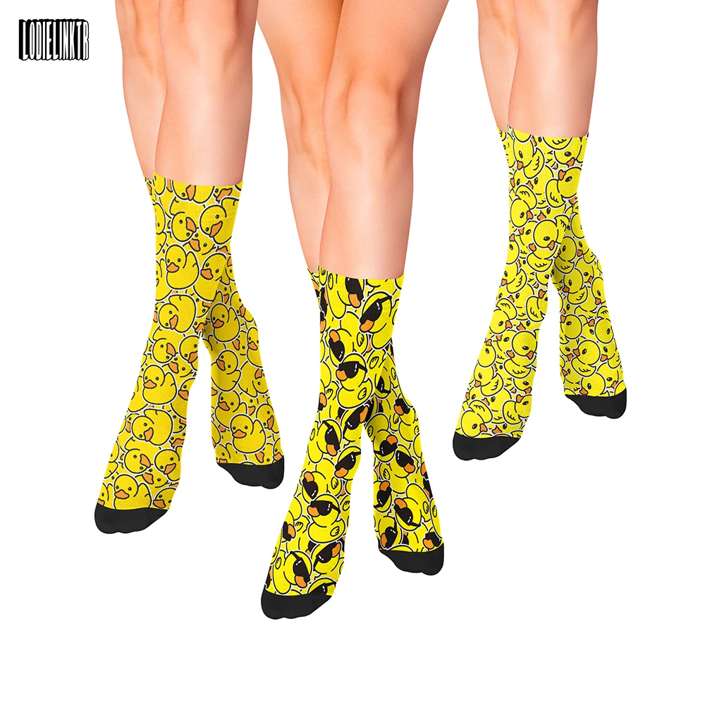 New Fashion Cute Duck Print Socks For Women Fun Harajuku Casual Cotton Cartoon Kawaii Men's Street Hip-Hop Happy Socks Gift