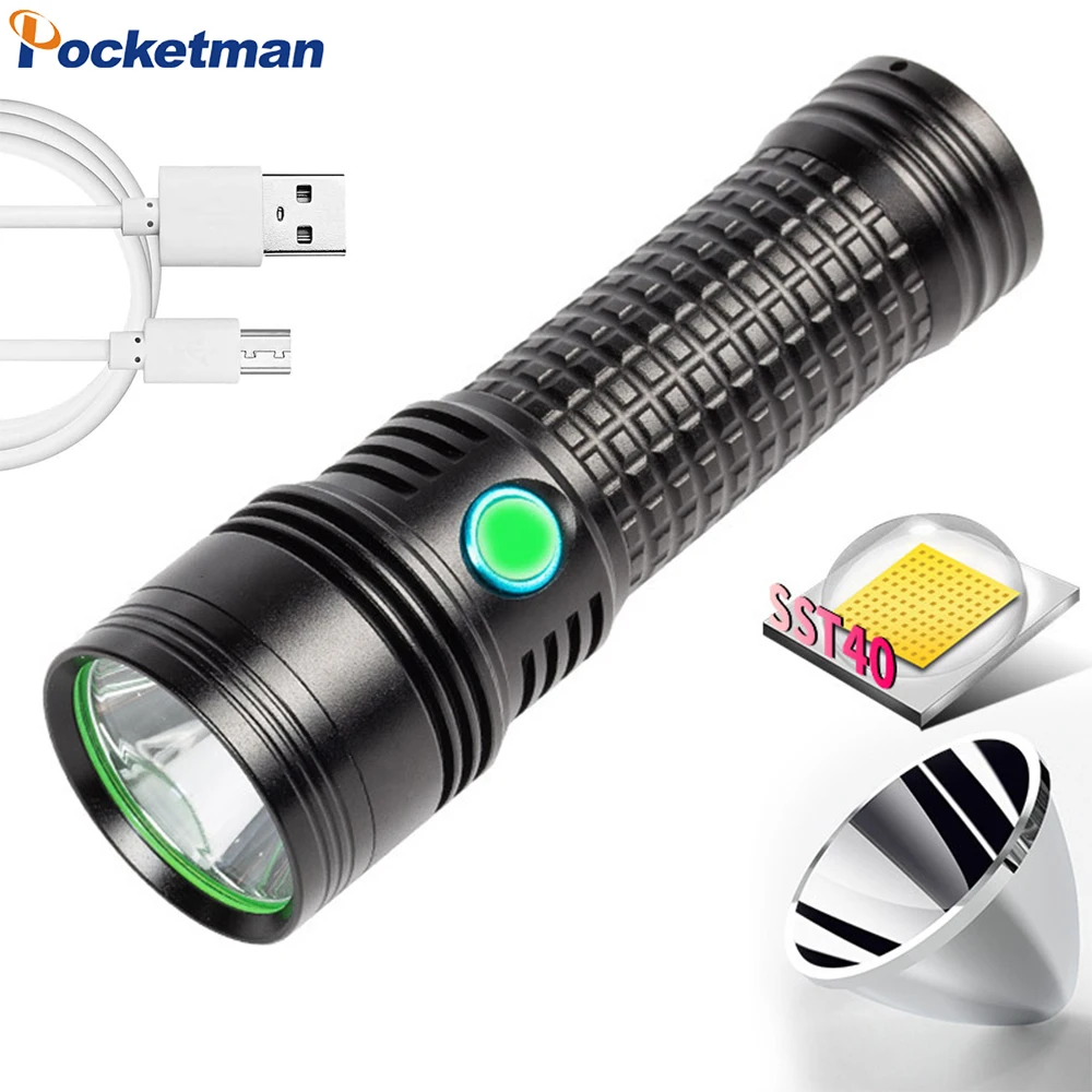 

High Lumens LED Flashlights USB Rechargeable Flashlight Aluminum Alloy Waterproof Torch Adjustable Brightness for Emergency