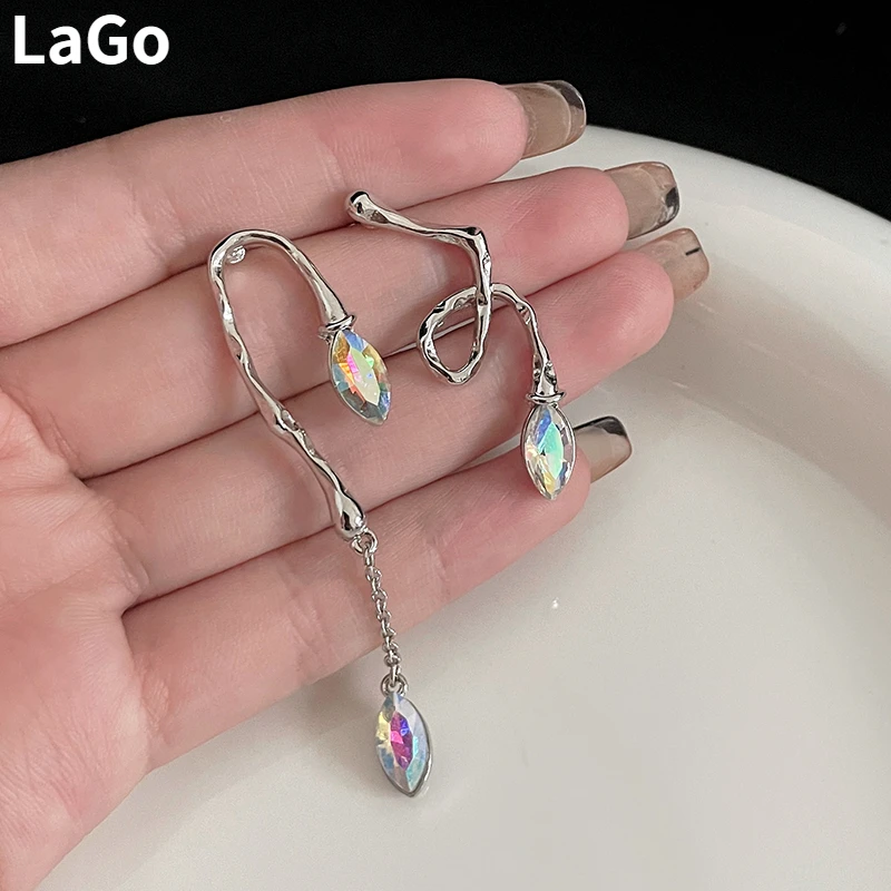 

Modern Jewelry 925 Silver Needle Geometric Crystal Earrings 2022 Trend New Irregular Metal Asymmetrical Earrings For Women Gift