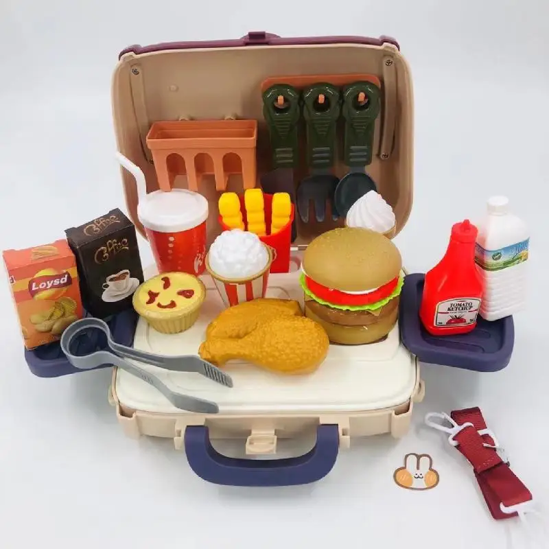 

Children's Simulated Family Toys Boys and Girls Wrapping Paper Hands and Brains Beauty Hamburger Tools Oblique Cross Bag Toy set