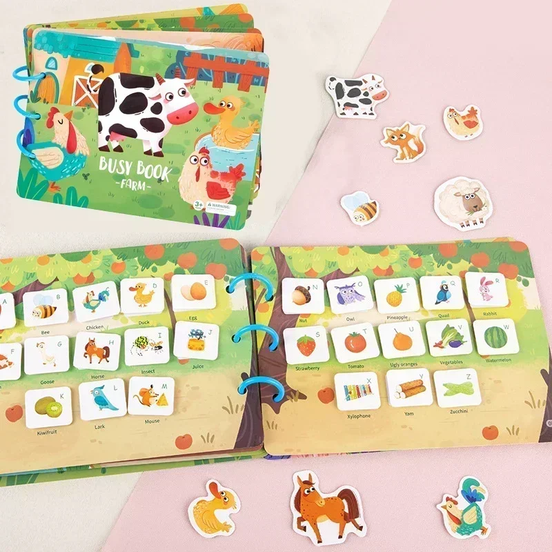 

Montessori Baby Toys Book Busy Book for Kids Educational Toy Pasture Animal Sorting Match Game Baby Sticker for Child Book Gifts
