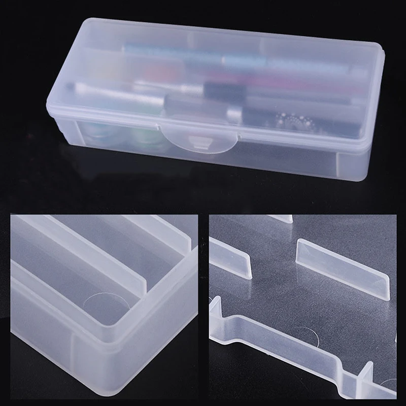 

Двухслойная зеркальная коробка, Полировочный буферный контейнер, прямоугольная пластиковая ручка для рисования ногтей, органайзер для кистей