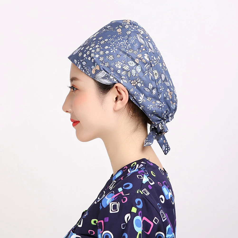 

2PCS Breathable Nurse Cap All Cotton Cap Adjustable Operating Cap for Restaurant Store