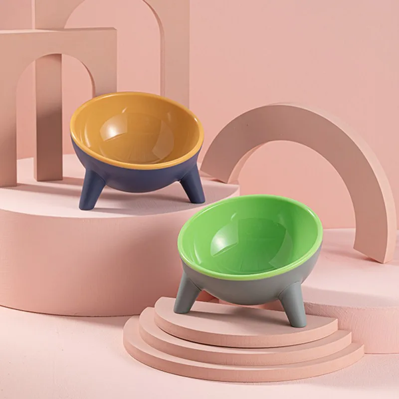 

Модная пластиковая миска для кошек и собак, приподнятая миска на 15 градусов, безопасная кормушка для шеи, щенков, кошек, нескользящая миска д...