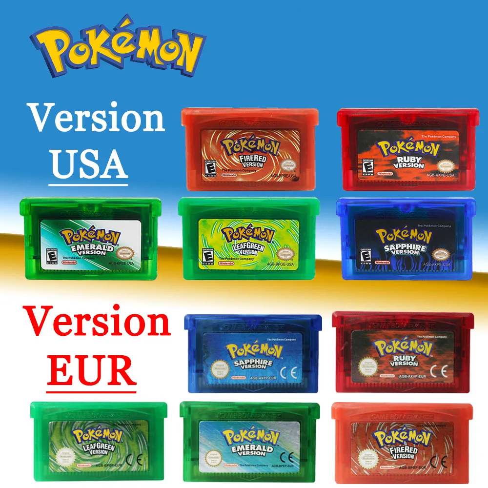 

Pokemon GBA Series 32-bit Video Game Cartridge Console Card Pokemon Emerald FireRed LeafGreen Ruby Sapphire Multi-language