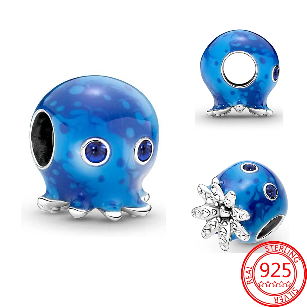 

Очаровательные бусины plata of ley 925 синего цвета Осьминог подходят для оригинального бренда шармы браслет для женщин 2022 Новинка