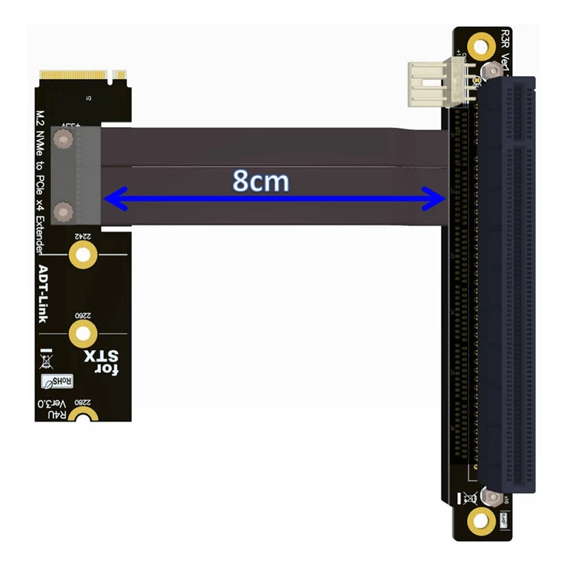 

PCI-E PCI Express 16X To 4X Extension Ribbon Cable Express Card Adapter Cable 90 Degree To 180 Degree-0.1M