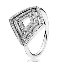 authentic 925 sterling silver sparkling geometric lines with crystal ring for women wedding party europe pandora jewelry