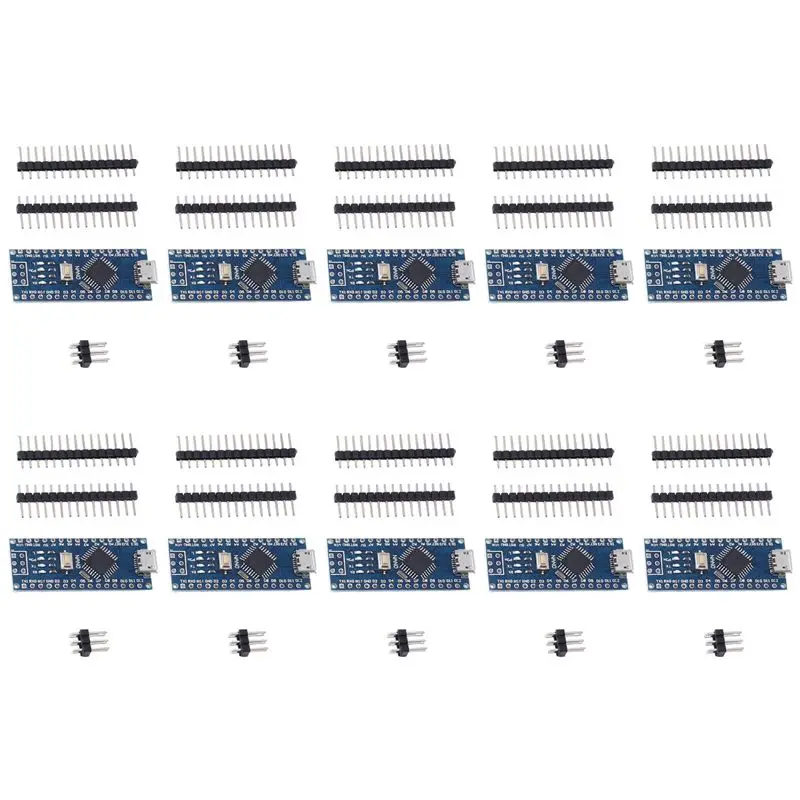 Фото Y23A-10Pcs Nano 3.0 с загрузчиком, совместимый контроллер Nano для Arduino, драйвер CH340, 16 МГц, ATMEGA328P №1