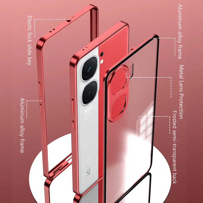 Protection Case For iQOO 12 13 Neo 10 9 9S Pro Plus Z9X Z7 5G Phone Metal Spring Matte Back Cover Magnetic Bumper Funda