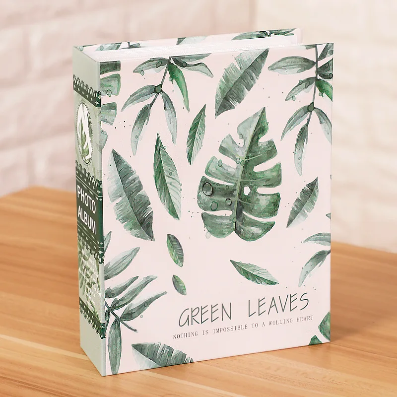 

Art Photo Album Slip in Case with 100 Pockets 6 X 4 Inch - Family Friends Memories Picture Photograph Albums Book - Green Leaves