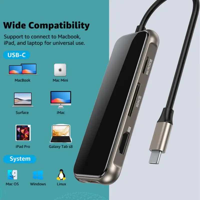 

USB 3.0 Type-C To 4K HDMI-compatible Adapter Thunderbolt USB C Hub With Hub TF SD Reader Slot PD For MacBookPro USB C Splitter