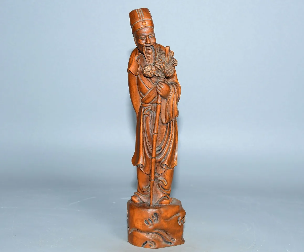 8-дюймовая коллекция тибетского храма старая самшита Li Shizhen статуя династии Мин