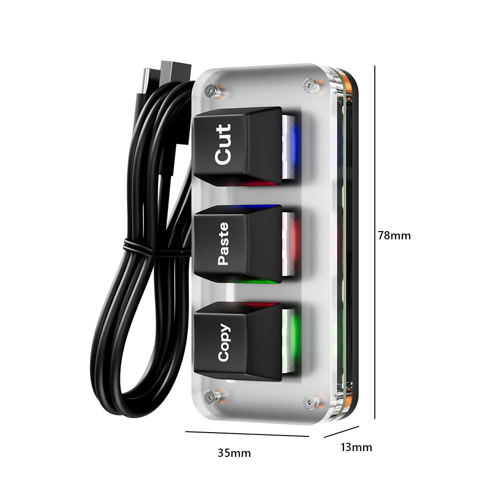 RGB Ctrl X C V Короткая клавиатура для одной руки 3-клавишная игровая USB Type-C Игровая