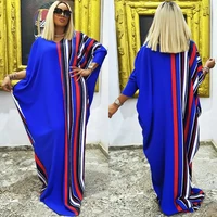 2022 new striped print african dresses for women plus size boubou muslim abaya kaftan dress wedding party ankara dashiki outfits