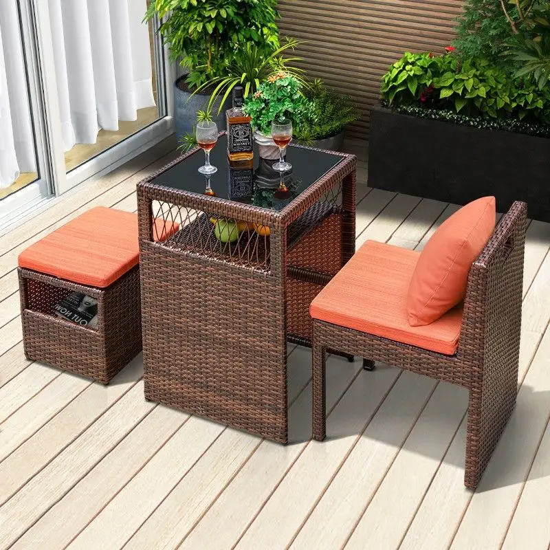 Уличный виноградный стул набор из трех предметов маленькие столы для балкона