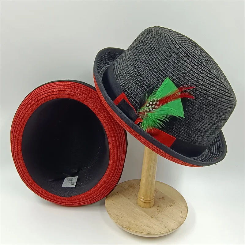 Шляпа соломенная для мужчин и женщин шляпа с бабочкой лентой плойкой подарок
