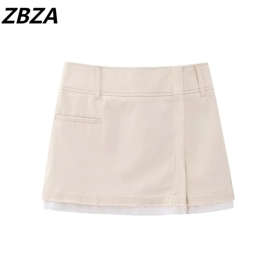 

Мини-юбка ZBZA женская на молнии, шикарная модная винтажная мини-юбка цвета хаки с завышенной талией, на лето, 2023