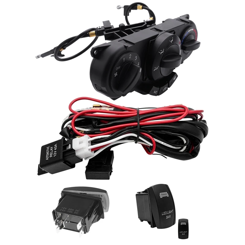 

2 Set Car Accessories: 1 Pcs Car A/C Heater Control Panel & 1 Set 12V LED Work Light Bar Switch Wiring Harness Kit