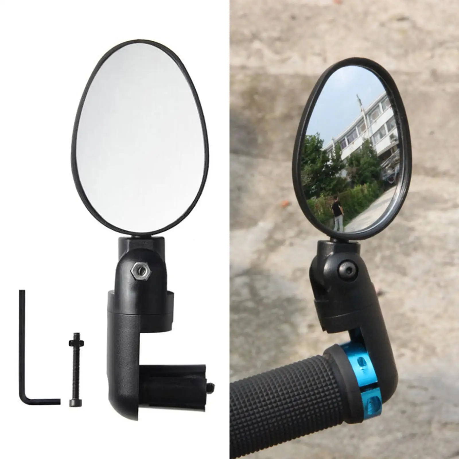 Universal Handlebar Rear View Mirror Convex Mirror Adjustable Angle Rotatable Plastic Rear View Mirror for Road Bike Bar End MTB