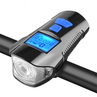 waterproof bicycle light usb rechargeable bike front light flashlight with bike computer lcd speedometer cycling head light horn