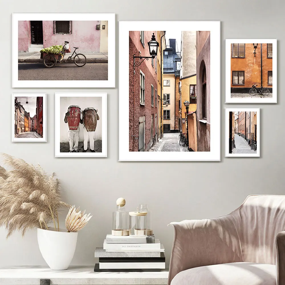 Настраиваемые принты, настенные картины с изображением улицы, гостиной, Стокгольма, Копенгагена, старого города, пейзаж на холсте