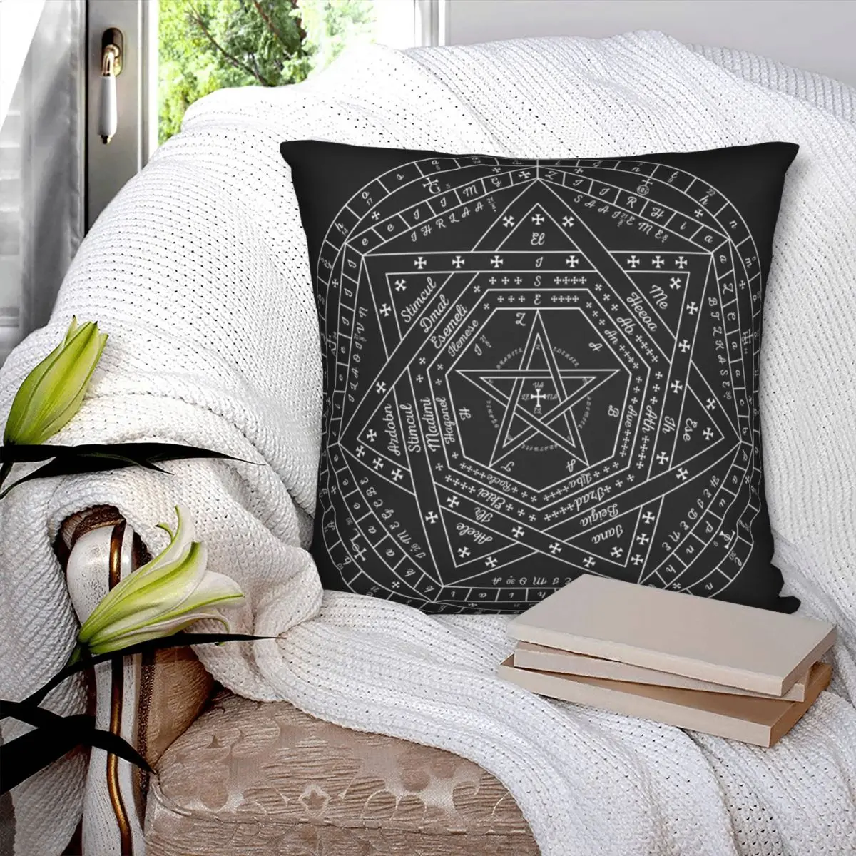 Sigillum Dei Aemeth чехол для подушки из полиэстера и льна с бархатным узором на молнии