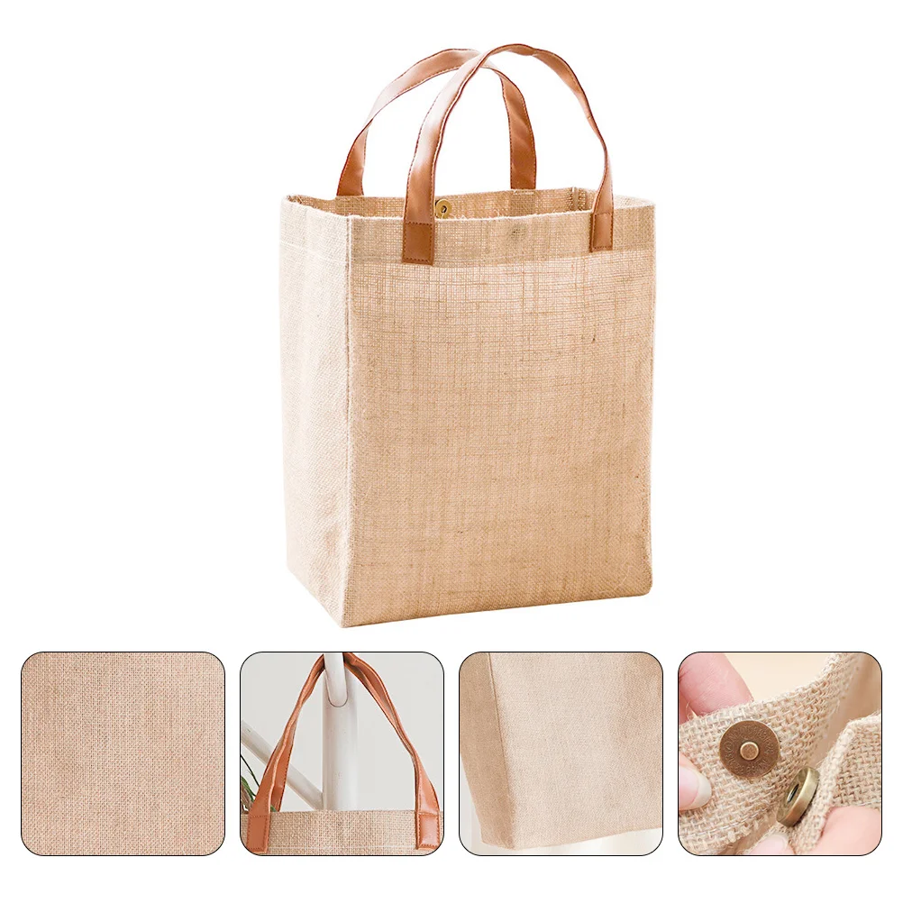 

Jute Tote Burlapbeach Shopping Storage Large Shoulder Capacity Portable Reusable Single Market Grocery Hessian Handbags Gift