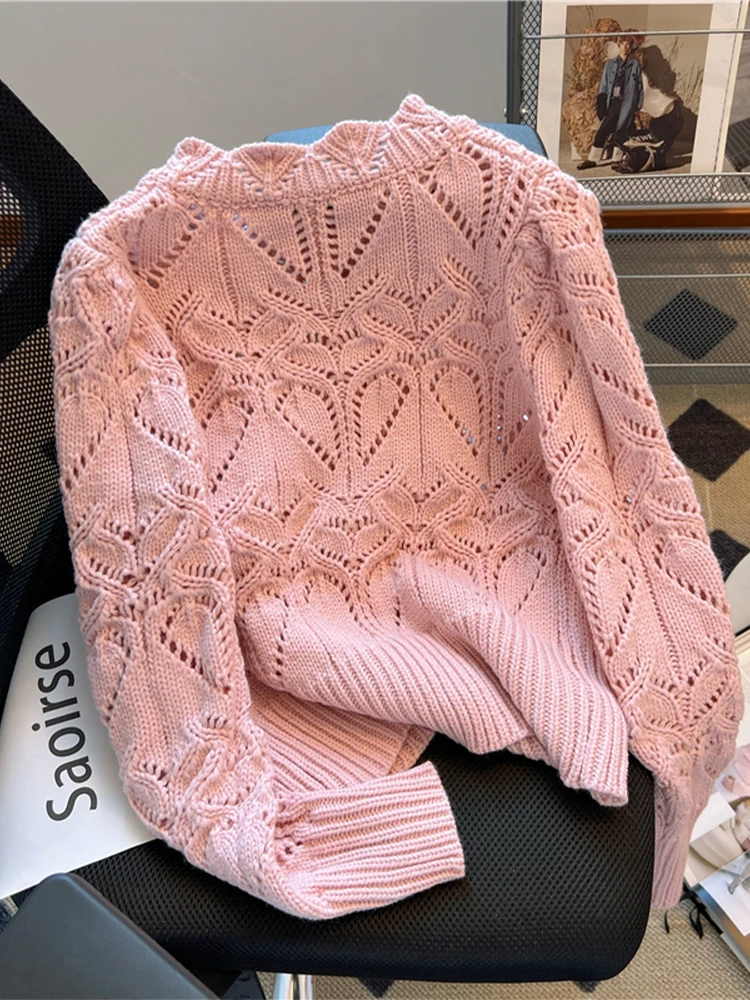 Женский розовый кардиган кашемировый свитер Harajuku винтажный корейский Y2k свитера
