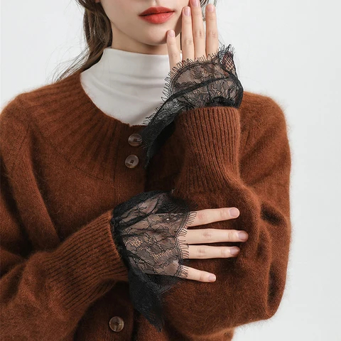 Fairy Full Lace Fake Flared Sleeves Elbow Sleeve Cuff Sweaters Blouse Wrist Decoration Thin Section Lace Scar Cover Fake Sleeve