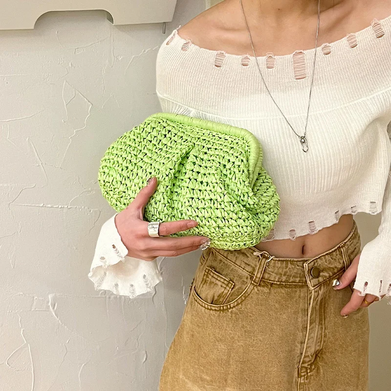 

2023 Fashion Straw Bag Luxury Designer Handbags Brand Women Day Clutch Bag Summer Handmade Bag Lady Chain Shoulder Crossbody Bag