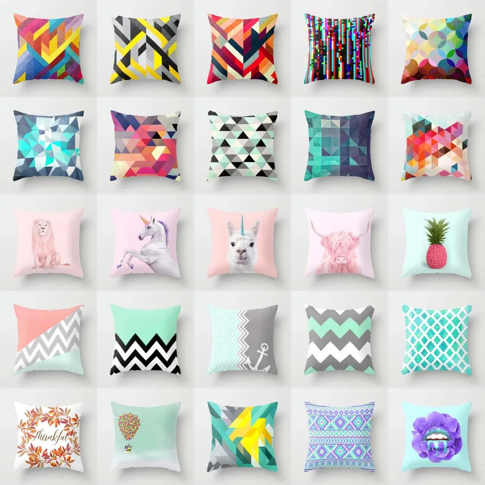 

Home car sofa bedside decorative cushion cover Nordic style colorful striped pillowcase