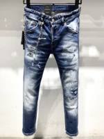 new d2 chain design jeans for men and women dsquared2 trend ripped jeans boyfriend gift distressed streetwear size 44 54 9627