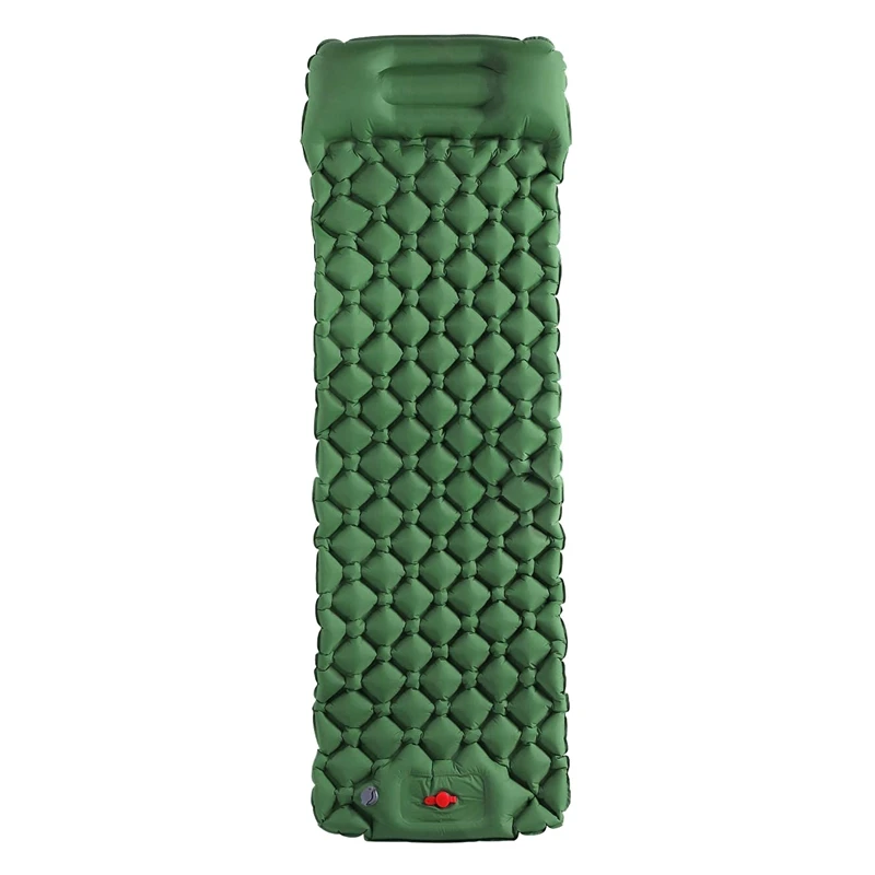 

Single Camping Pad Sleeping Pads With Built-In Pump For Camping Inflatable Sleeping Mat With Pillow For Camping Green