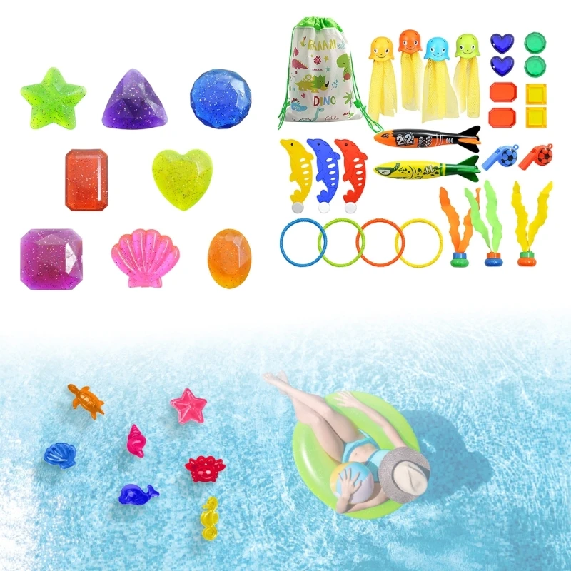 

Fish Toy Set for Children Great Summer Pool Diving Practice Plastic Kids Diving Toy Set Swimming Pool Toy