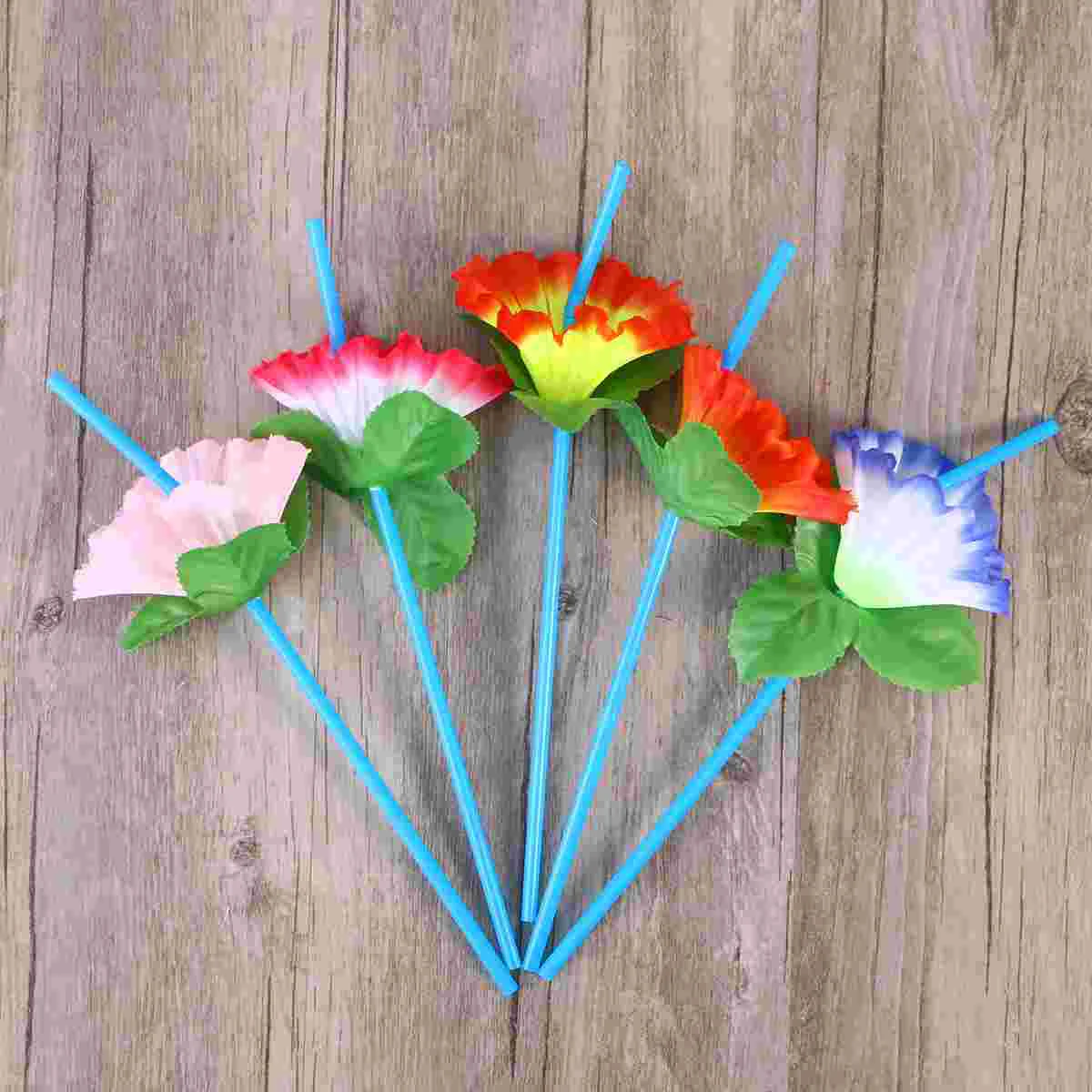 

20 Pcs Desechables Para Bebidas Plasic Drinking Straws Modeling Floral Straws Glass Flower Straws