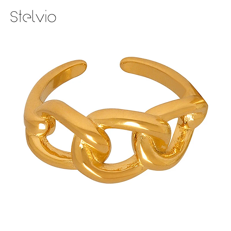 

Hiphop Popular Wide Chain Style Opening Stylish Trendy Temperament Ring Female Plated Titanium Steel Jewelry Non Adjustable