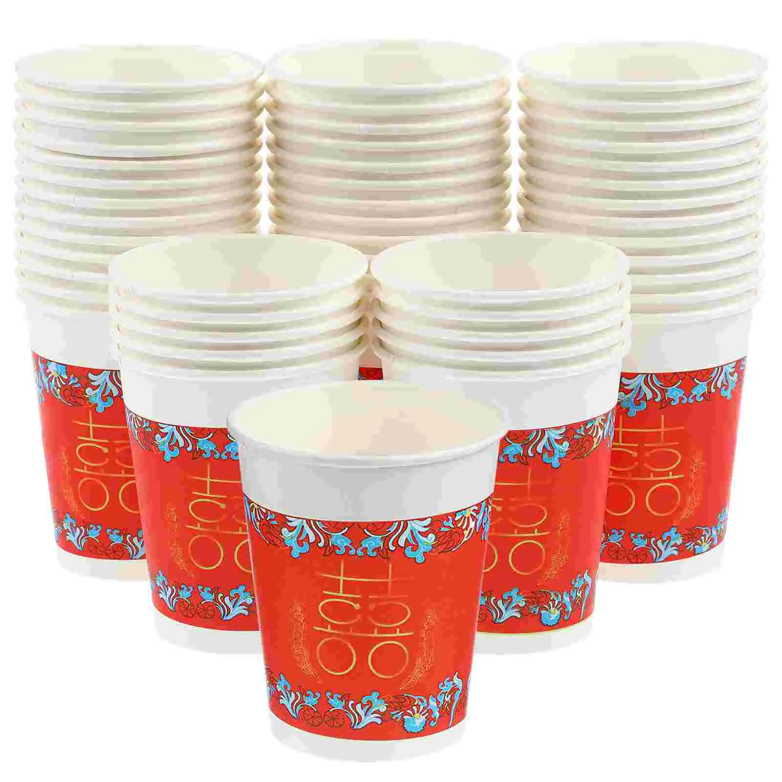 

50 Pcs Wedding Chinese Style Vintage Parties Thicken Paper Mugs Paper Cups Paper Cups Drinking Cups Paper Mugs