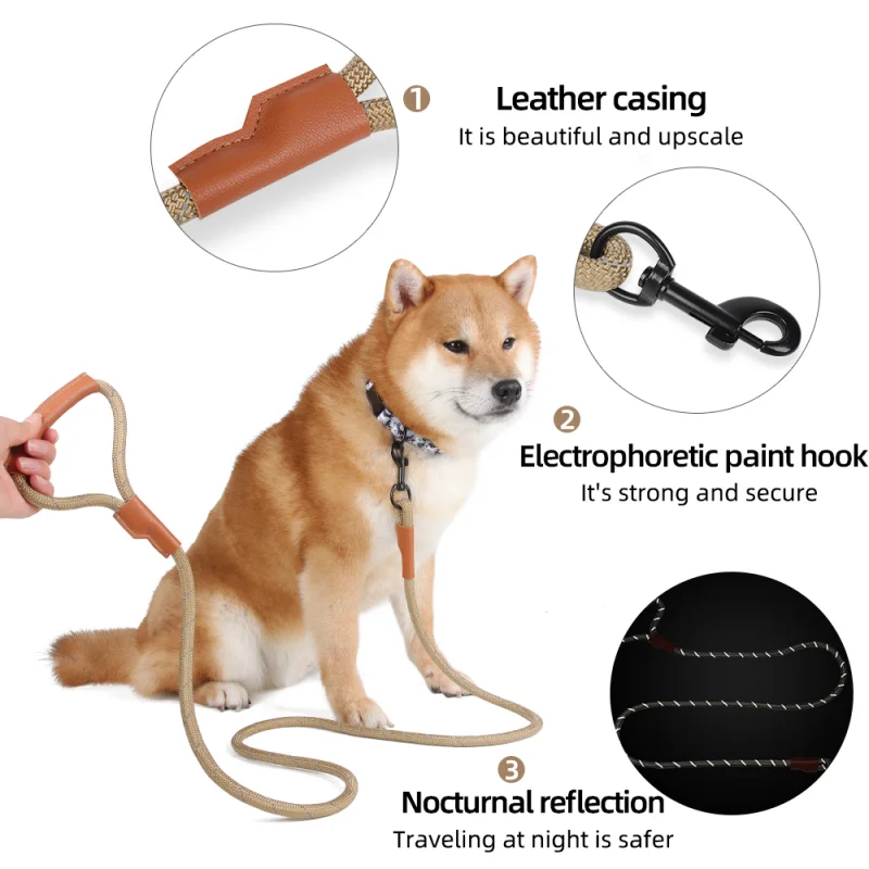 

Imitation nylon reflective explosion-proof punch pet dog leash Big Small Medium Large Dog Leash Drag Pull Tow Golden Retriever