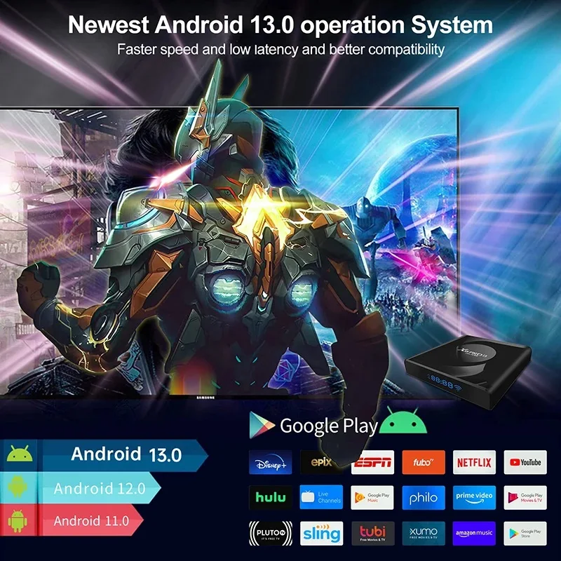 X88PRO Smart TV 8K медиаплеер Android 13 Wi-Fi6 AV1 Четырехъядерный процессор 4 ГБ ОЗУ 64 пакет BT5.0