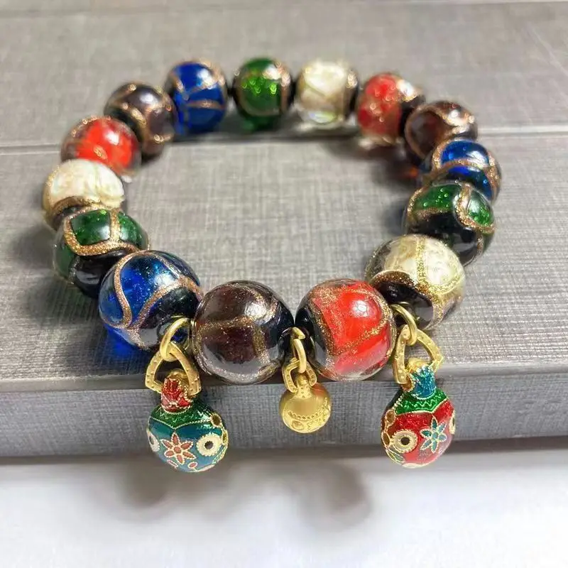 

Chinese Style Glass Men's Bracelet Colorful Glass Beads Jewelry Accessories Women's Bracelet Couple Gift