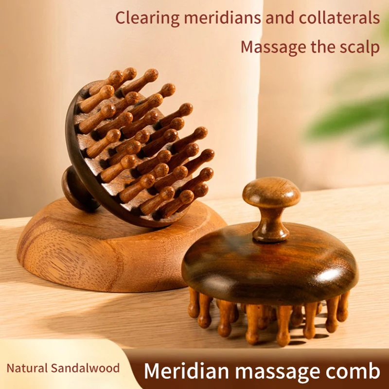 Круглая многофункциональная древесная массажная расческа антистатический