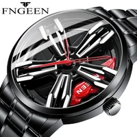 fngeen racing watches men custom design super car rim watch stainless steel black retro waterproof watch relogio masculino l001