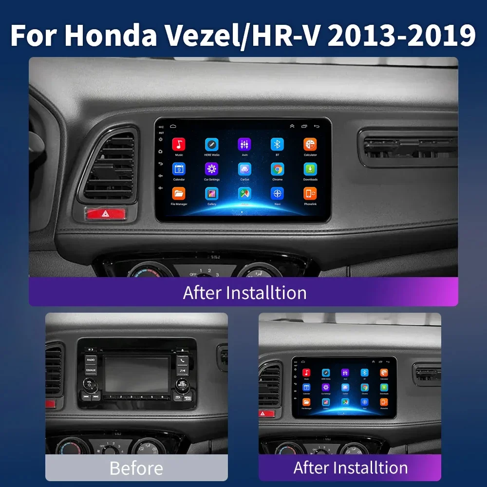 Для Honda HRV H RV Vezel XRV 2013-2018 2-диночный автомобильный радиоприемник Android 12 Carplay